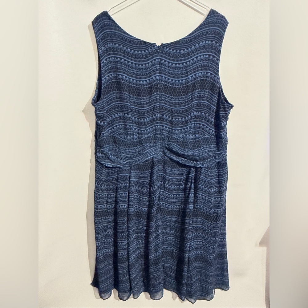 Eshakti Stripe Lace Print Georgette Pleated Empire Waist Dress Sz 3X or 24W - Picture 6 of 8